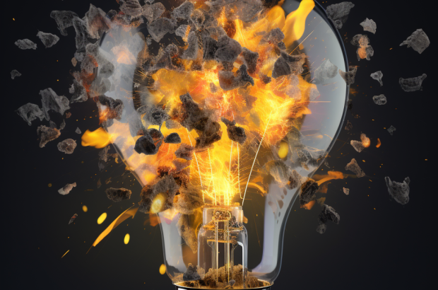 Explosive light bulb with viral symbols