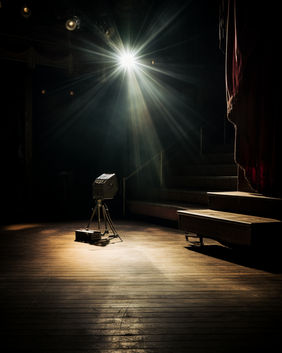 Spotlight illuminating a deserted stage after a breakup