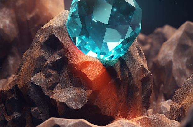 Gemstone in rock symbolizing potential of customer service