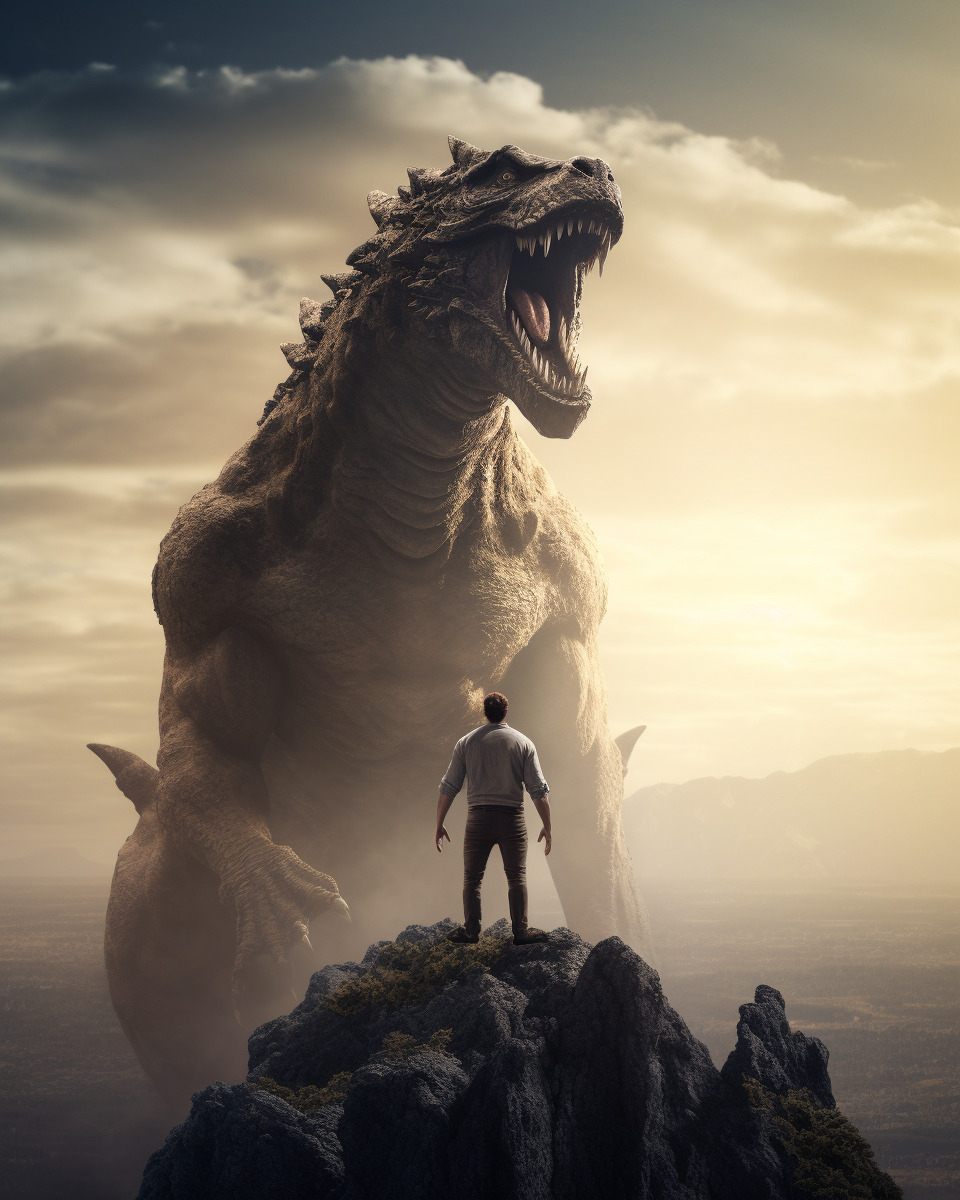 Marketer triumphantly stands with massive SEO beast